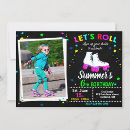 Fotoroller-matningsfödelserbjudande Sk8 party Inbjudningar