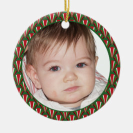 Fotorött, Grönt och vitt Julgransprydnad Keramik