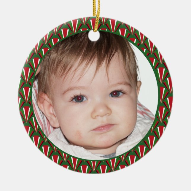 Fotorött, Grönt och vitt Julgransprydnad Keramik (Framsidan)