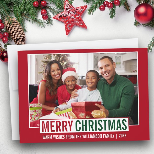Fotorött i Modern God jul-familjen Julkort (Customize to add text to back of card.)