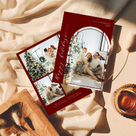 Fotorött med modernt, minimalistiskt skript Glad h Julkort