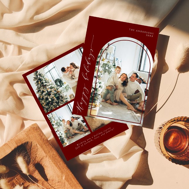 Fotorött med modernt, minimalistiskt skript Glad h Julkort (Skapare uppladdad)