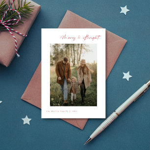 Fotorött skript och ljus Modern Cute-familj Julkort