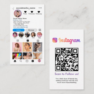 Fotorutnät för Instagram-profil följer mig QR-kod Visitkort