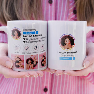 Fotorutnät för medieprofil i Instagram Social Kaffemugg