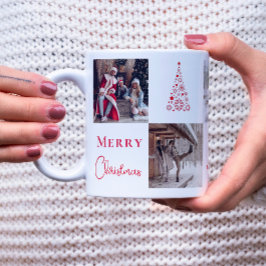 Fotorutnätscollage Red God jul Fem foton Kaffemugg