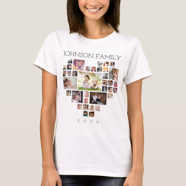 Fotosamling i familjen (anpassa foto och text) t shirt (Framsida)