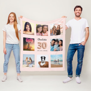 fotosamlingar i ro guld, namn 30års födelsedag fleecefilt