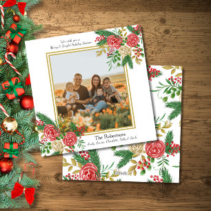Fotosammanslagning av vattenfärgsfamilj och ljusst julkort