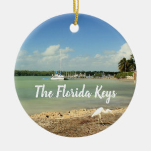Fotoscenen i Florida Nycklar med båt och köl Julgransprydnad Keramik