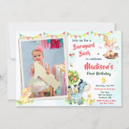 Fotoserverns födelsedagsinbjudan Boskap inbjudan