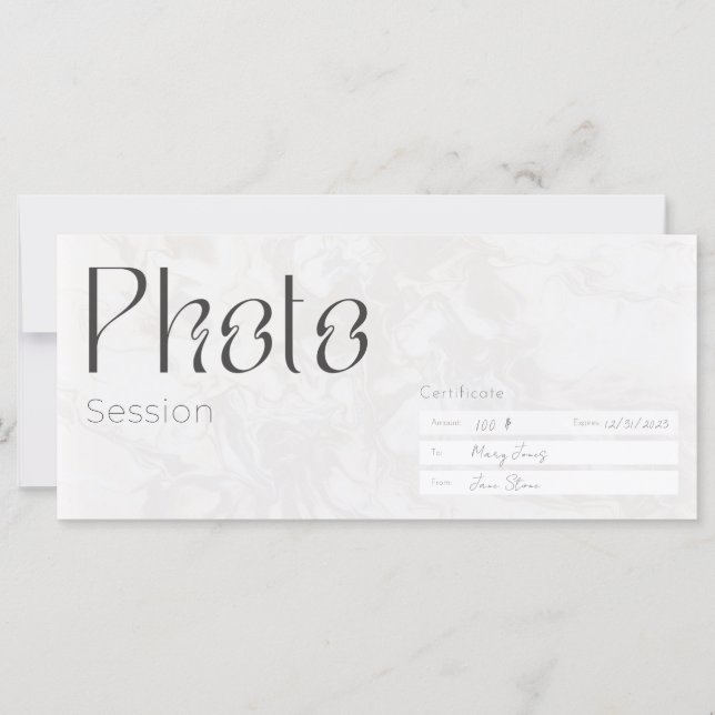 Fotosession, minimaistiskt presentkort för fotogra (Framsida)