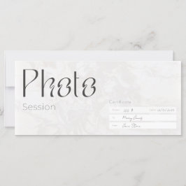 Fotosession, minimaistiskt presentkort för fotogra