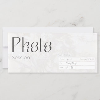 Fotosession, minimaistiskt presentkort för fotogra