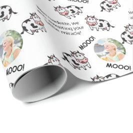 Fotosinduktion för Cute Black White Cow Farm Anima Presentpapper