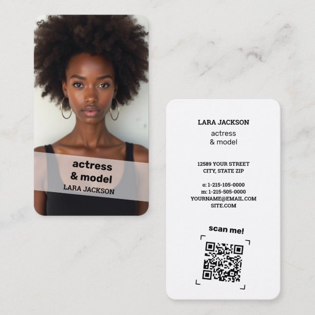 Fotoskannerbart QR Visitkort (Fram/baksida)