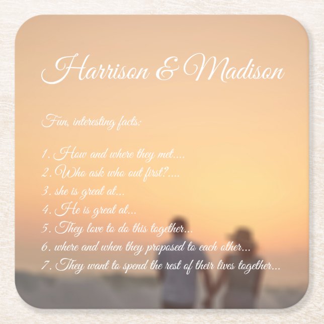 Fotoskript för anpassningsbar av faktauppgifter fö underlägg papper kvadrat (Framsidan)