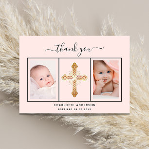 Fotoskript för Baptism flicka ro guld Tack Kort