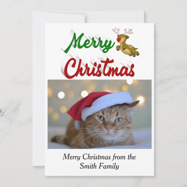 fotoskript för god jul Flies Reindeer Julkort (Framsida)