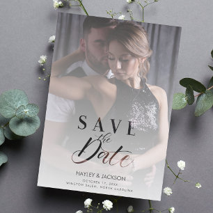 Fotoskript för Modern Vellum Transparens Bröllop Magnetisk Inbjudningskort