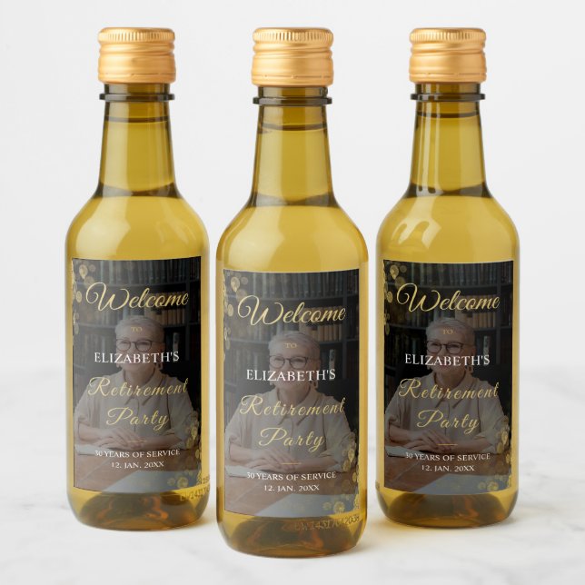 Fotoskriptet Pension Party Guld Konfetti Vinetikett (Flaskor)