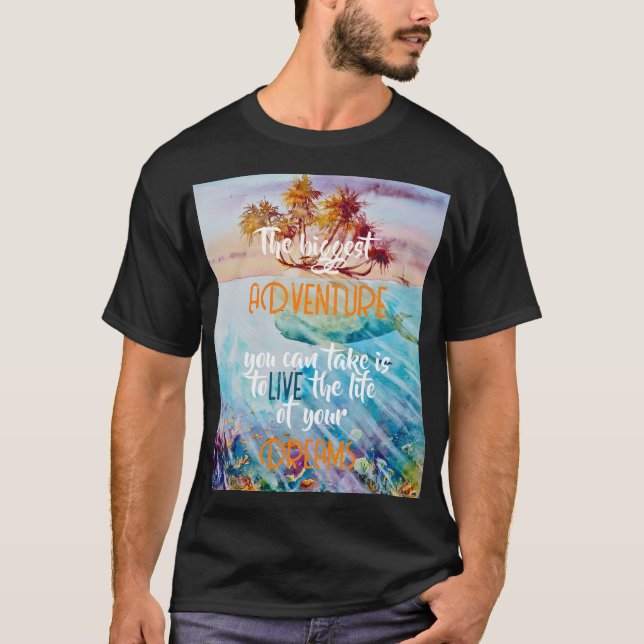 Fotoskrivare för kväll-målat Tropical Island Whale T Shirt (Framsida)