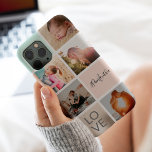 fotosorteringsgaller för foto i kärlek, gigantiskt<br><div class="desc">Grå pastellfoto för  rosa i monogram fotosamlingsnät för kärlek med metallfolie för guld i glitter.</div>