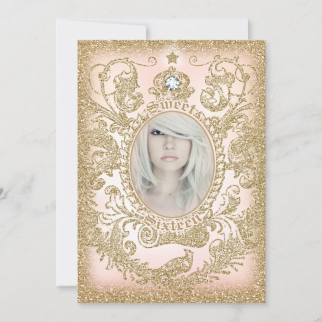 Fotosöt 16 Gångar på en tidsprinsessa Inbjudningar (Framsida)