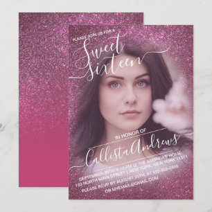 Fotosötare för ro Vin Rosa Glitter Ombre Foto Swee Inbjudningar