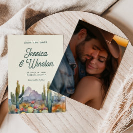 Fotospara datum för Modern Desert Cactus Inbjudningar