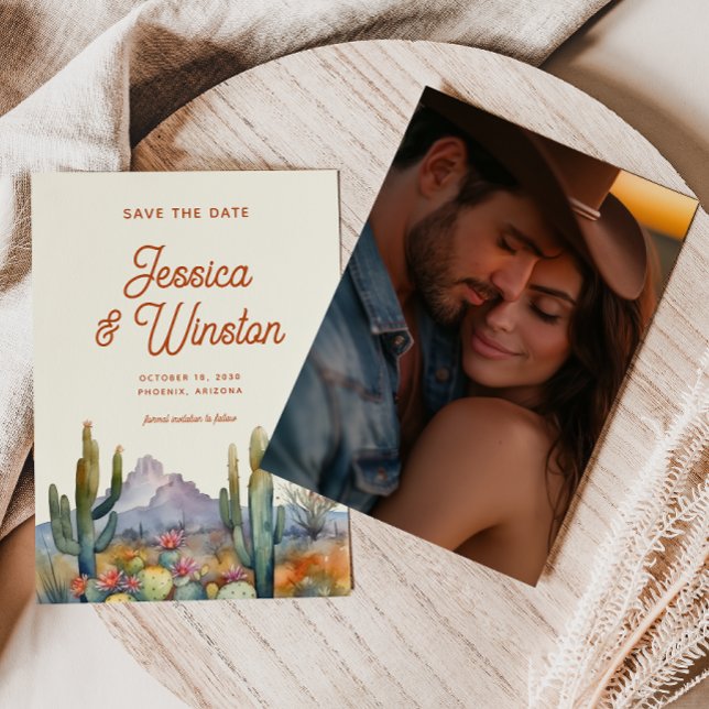 Fotospara datum för Modern Desert Cactus Inbjudningar (Skapare uppladdad)