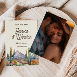 Fotospara datum för Modern Desert Cactus Inbjudningar