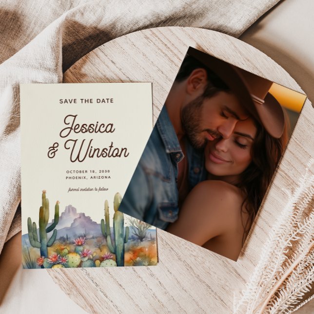 Fotospara datum för Modern Desert Cactus Inbjudningar (Skapare uppladdad)