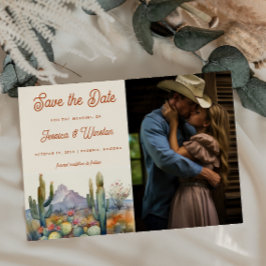 Fotospara datum för Modern Desert Cactus Vykort