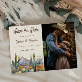 Fotospara datum för Modern Desert Cactus Vykort