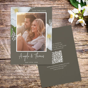 Fotospara datum QR-Blommigten Greenery Spara Datumet