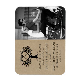 Fotospara datumet för Rustic Heart Träd Bröllop Magnet