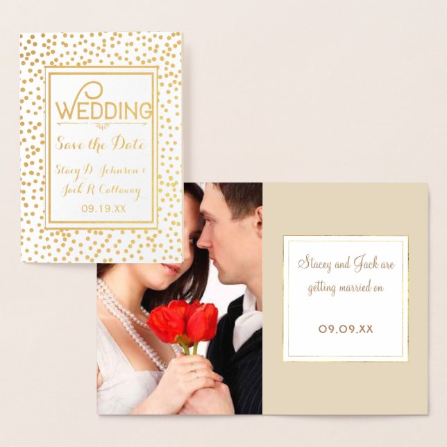 Fotospara Guld-konfetti-typografi Folierat Kort (Display)