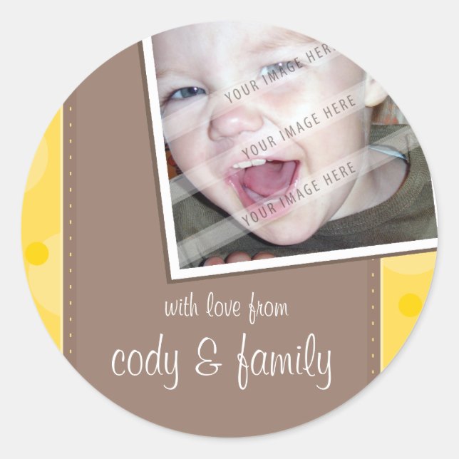 FOTOSTICKFÖRSEGLING: fuktfläckad 4 Runt Klistermärke (Framsida)