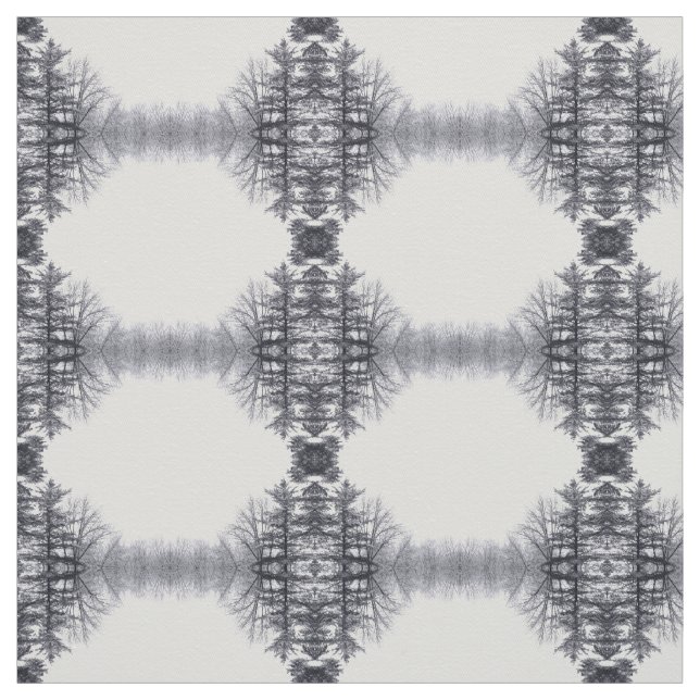 Fotostrukturering av Träd och Hexagons i Snö Tyg (Provkarta)