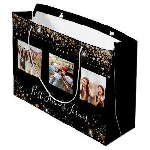 Fotosvart guld glitter-födelsedag för bästa vänner