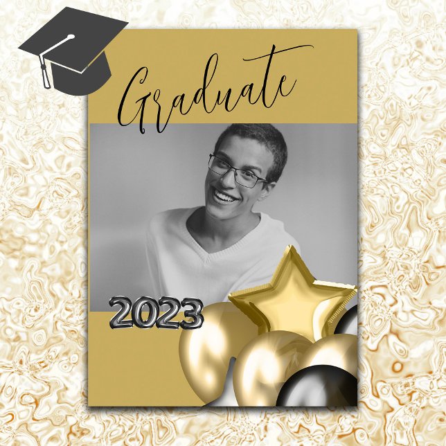 Fotosvart Guld-skript Kalligrafi-bubbla Inbjudningar (Skapare uppladdad)