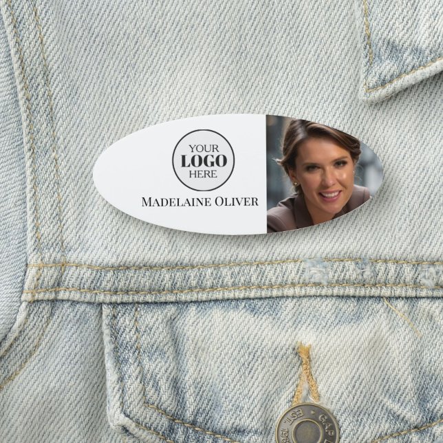 Fotosvart vit Logotyp - enkel oval Namnbricka (Skapare uppladdad)