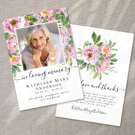 Fotosympati Blommigt Funeral Tack Anteckningskort