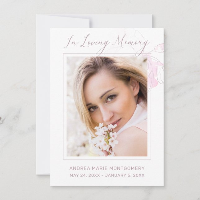 Fotosympati för  Blommigt av minnesfärg Tack Kort (Framsida)