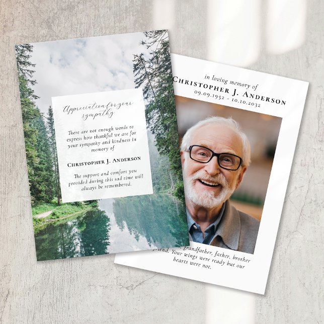 Fotosympati för skogarnas natur - begravningsminne tack kort (Skapare uppladdad)