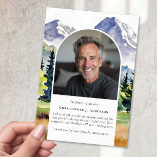 Fotosympati för skogbergsbilder Funeral Memorial Tack Kort