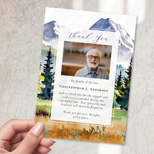 Fotosympati för skogbergsbilder Funeral Memorial Tack Kort