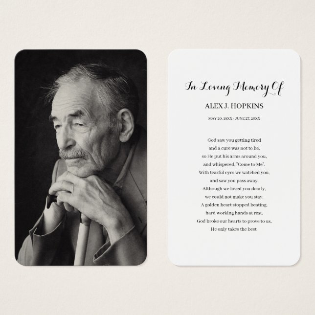 Fotosympati för vanliga minnesbetygskort visitkort (Framsida & baksida)