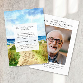 Fotosympati för vattenfärgsblock Funeral Memorial Tack Kort